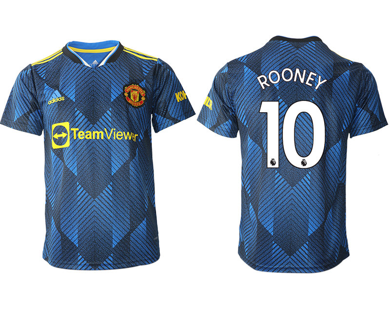 Men 2021-2022 Club Manchester United Second away aaa version blue #10 Soccer Jerseys